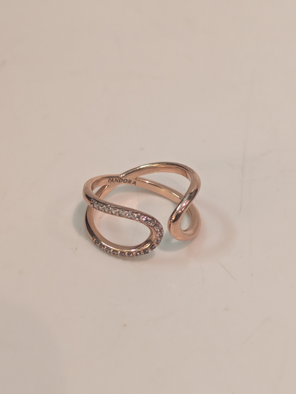 AUTHENTIC PANDORA WRAPPED OPEN INFINITY RING SIZE 8 ALE MET 60